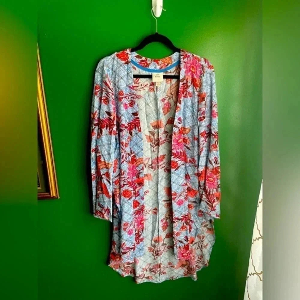 CLEARANCE!! Rose Knox Boho‎ Earthy Kimono Cardigan. Sz XS Mixed Floral EUC!